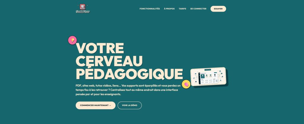 Interface ScolaFlow, logiciel de centralisation des supports de cours pour enseignants
